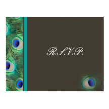 peacock blue  Wedding rsvp card Postcards