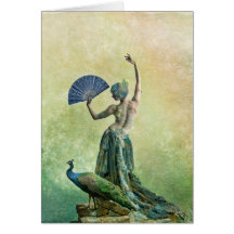 Peacock Dancer Greeting Card with Saying