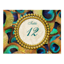 Peacock Dreams Table Number Post Cards