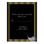 Peacock Elegance in Black, Gold, and White Postcards