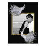 Peacock Elegance in Black, Gold, White Invitation