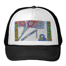 Peacock Feather and Flute - Hare Krishna Mesh Hat