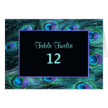 Peacock Feather Drama - Table Seating Number Card