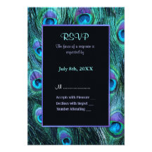 Peacock Feather Drama Wedding Invitation - RSVP