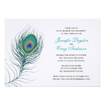 Peacock Feather Engagement Party Custom Invite