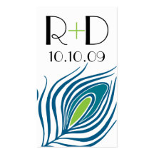 Peacock Feather Favour Tags Business Cards