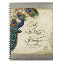 Peacock & Feather Formal Wedding Planner Journal Spiral Note Book