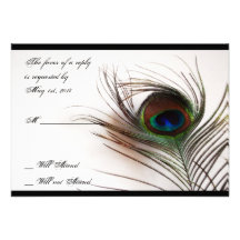 Peacock Feather Glamour Response Card Personalized Invitations