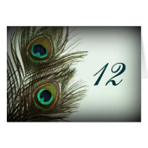 Peacock Feather Table Numbers Card