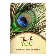 Peacock Feather Thank You Note Custom Announcement