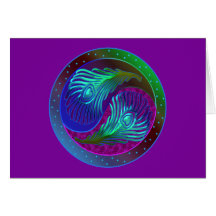 Peacock Feather Yin Yang 5 Card