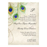 Peacock Feathers Black Damask Wedding Stationery Personalised Announcements