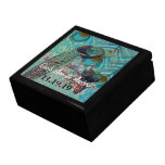 Peacock Feathers Damask Wedding Anniversary Jewelry Boxes