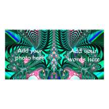 Peacock Feathers Fractal Customised Photo Card
