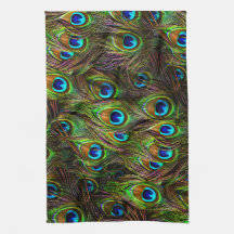 Peacock Feathers Invasion Kitchen Towel