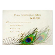 Peacock feathers RSVP Invitation
