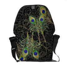 Peacock Feathers Swirl Damask Trendy Chic Pattern Commuter Bag