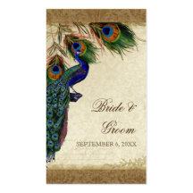 Peacock & Feathers Vintage Gold Look Damask  Swirl Business Card