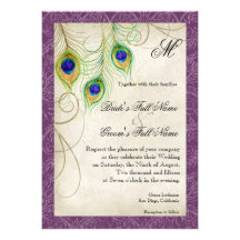 Peacock Feathers Wedding Invitation