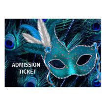 Peacock Masquerade Party Admission Tickets Business Card