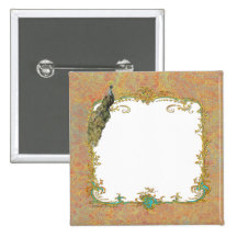 Peacock n Paisley Ornate Save the Date Magnet Pins