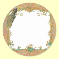 Peacock n Paisley Ornate "save the date" Sticker stickers