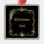 Peacock n Scrolls Christmas Ornament