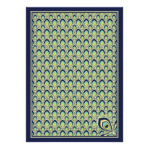 Peacock Nouveau Invitation (Navy)