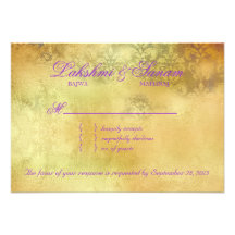 Peacock RSVP Wedding Reply Card Cream Purple Personalized Announcement