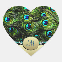 Peacock  Theme Wedding Envelope Seals Heart Sticker