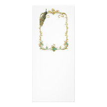 Peacock with Gold Baroque Frame Invitation Card