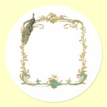 Peacock with Gold Frame Ornate Art Print stickers