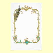 Peacock with Gold Frame Ornate Stationery stationery