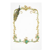 Peacock with Gold Frame Ornate Stationery