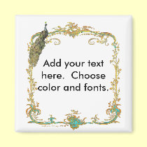 Peacock with Gold Frame "Save the Date" Magnet magnets