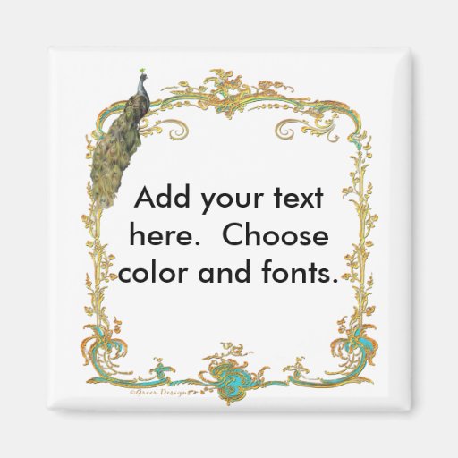 Peacock with Gold Frame "Save the Date" Magnet