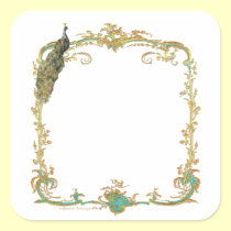 Peacock with Gold Frame "Save the Date" Sticker stickers