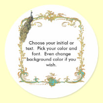 Peacock with Gold Frame "Save the Date" Sticker stickers
