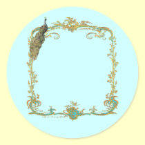 Peacock with Gold Frame "Save the Date" Sticker stickers