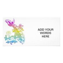 Peacock with roses customized photo card