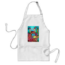 PEACOCKS IN LOVE  MONOGRAM red blue turquase green Apron