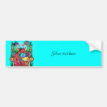 PEACOCKS IN LOVE  MONOGRAM red blue turquase green Bumper Stickers