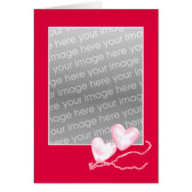 Pearl Hearts on Red (photo frame) Cards