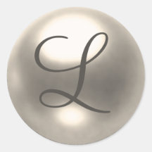 Pearl L monogram wedding seal Round Sticker