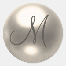 Pearl M monogram wedding seal Stickers