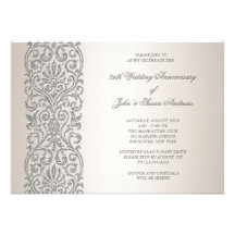 Pearl Silver Border 25th Anniversary Party Invitations