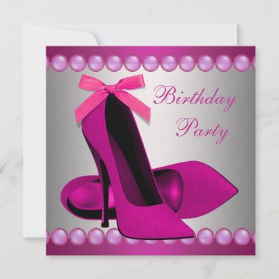  Pink High Heels on Pearls Hot Pink High Heels Shoes Birthday Party Invites   Zazzle Com