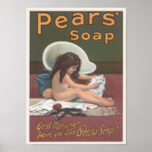 Pears Soap Cat Bath Ad Print