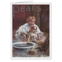 Pears Soap Girl Washing Dog Greeting Cards