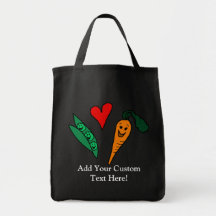 Peas Love Carrots, Cute Green and Orange Design Canvas Bag